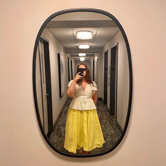 JASON WU Collective Yellow Cotton V-Neck Drawstring Waist Midi Dress size 14 - Picture 14 of 16